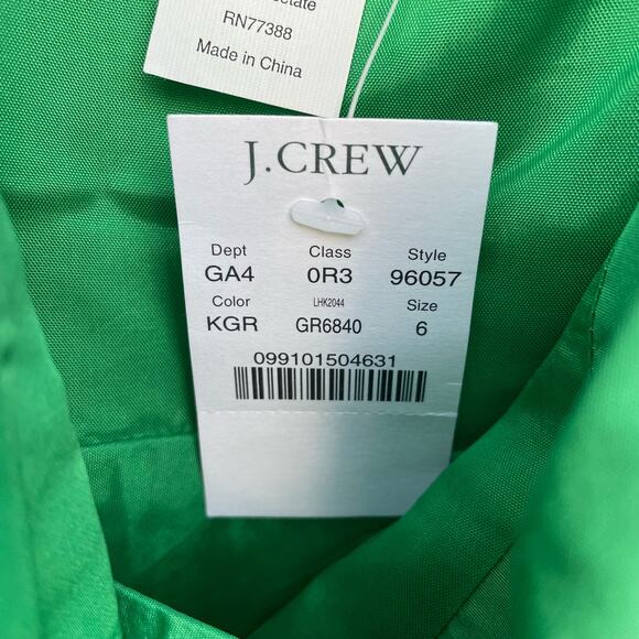 J.Crew Silk A-Line Dress Empire Waist Surplice Neck Spaghetti Straps Green 6 NWT - Picture 8 of 8